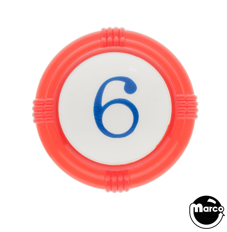 Pop bumper cap deco dome red '6' blue