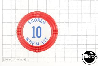 Pop bumper cap deco dome red 'Scores 10 When Lit' blue