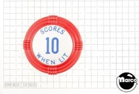 Pop bumper cap deco dome red 'Scores 10 When Lit' blue