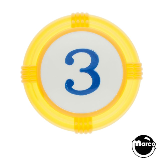 Pop bumper cap deco dome yellow '3' blue