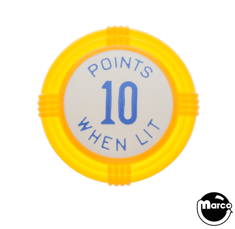 Pop bumper cap deco dome yellow 'Points 10 When Lit' blue