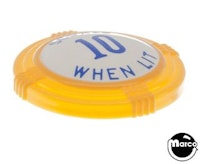 Pop bumper cap deco dome yellow 'Scores 10 When Lit' blue