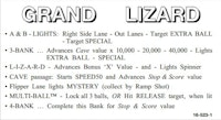 GRAND LIZARD (Williams) Score Card