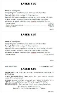 LASER CUE (Williams) Score Card
