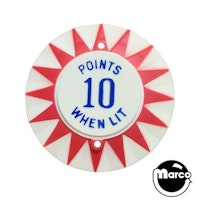 Pop bumper cap sunburst 'Points 10 When Lit' R/B 3A-7187