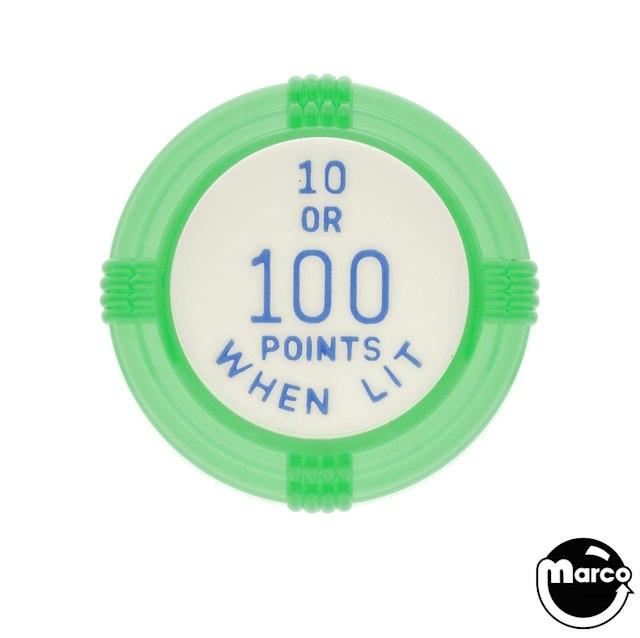 Pop bumper cap deco flat green '10 or 100 Points When Lit' blue