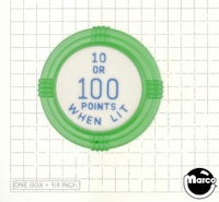 Pop bumper cap deco flat green '10 or 100 Points When Lit' b