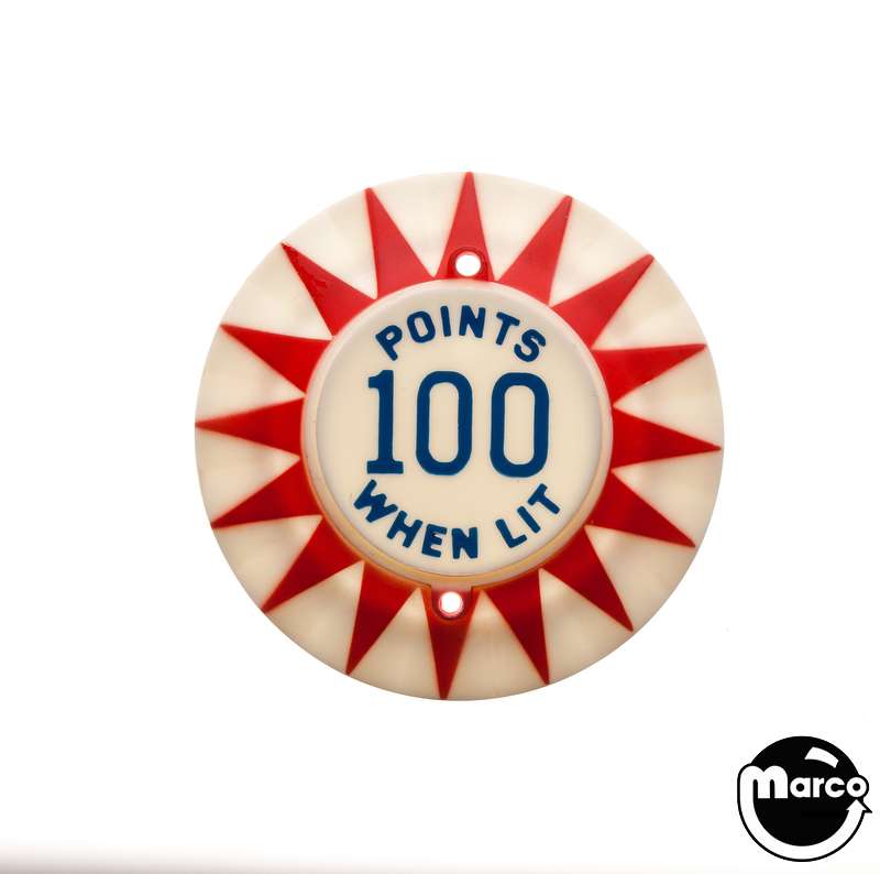 Pop bumper cap sunburst 'Points 100 When Lit' CCM R/B