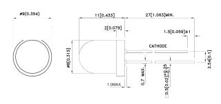 LED - large red diffused 8mm