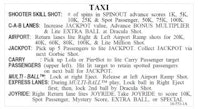 TAXI (Williams) Score cards