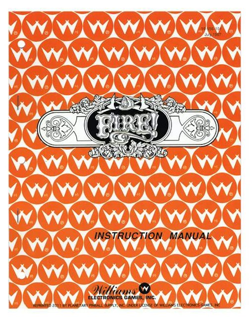 FIRE! (Williams) Manual - Reprint