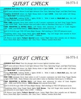 DINER (Williams) Score Card