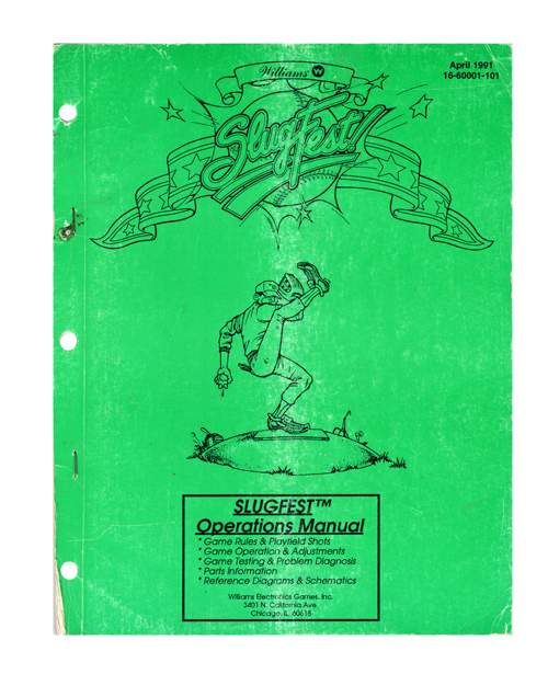 SLUGFEST (Williams) Game Manual 1991 - Original