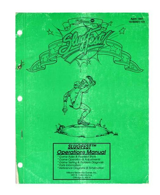 SLUGFEST (Williams) Game Manual 1991 - Original