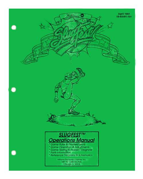 SLUGFEST (Williams) Game Manual - Reprint