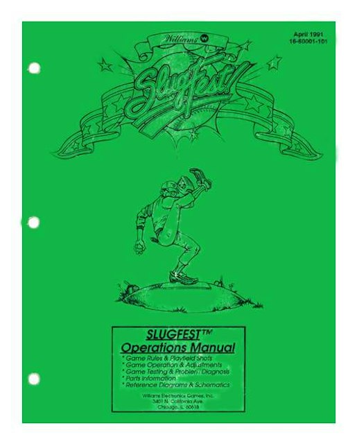 SLUGFEST (Williams) Game Manual - Reprint