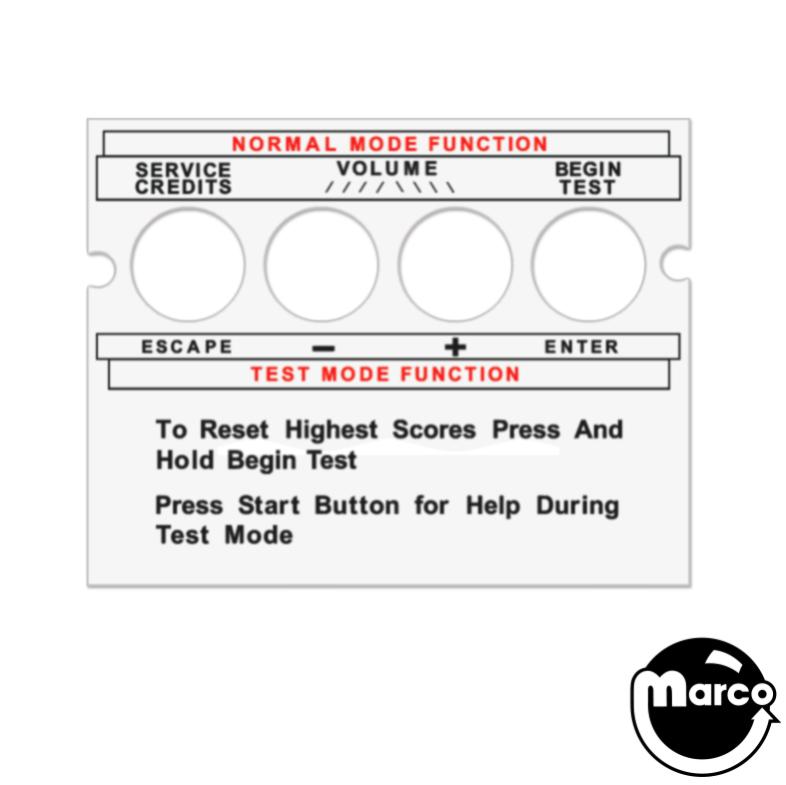 Service switch decal Williams 4 button WPC