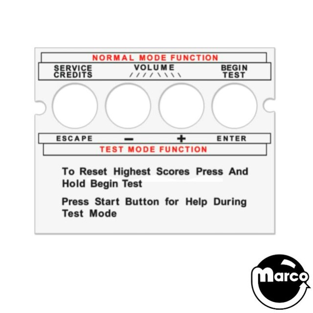 Service switch decal Williams 4 button WPC
