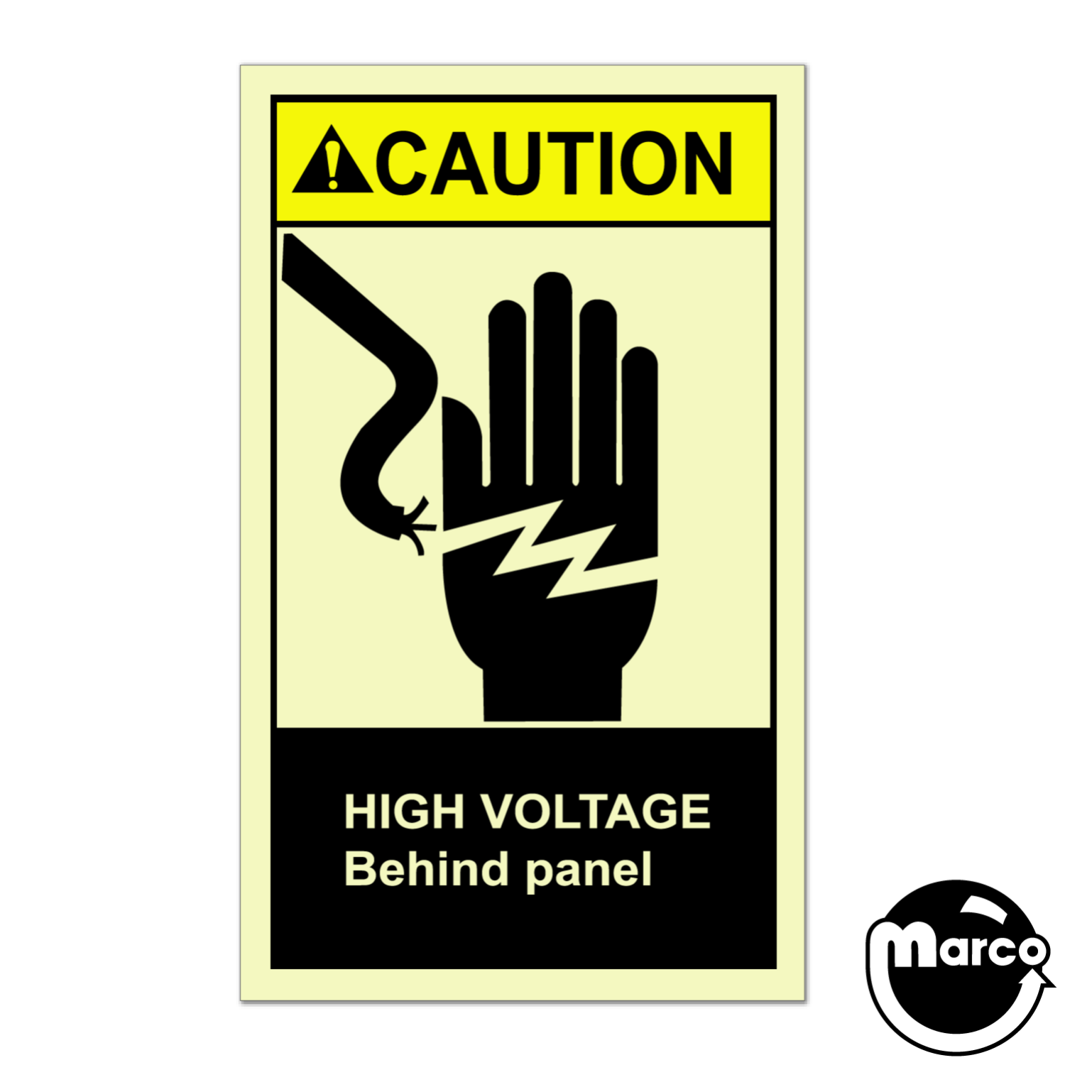 Label - Caution High Voltage (bottom arch) portrait