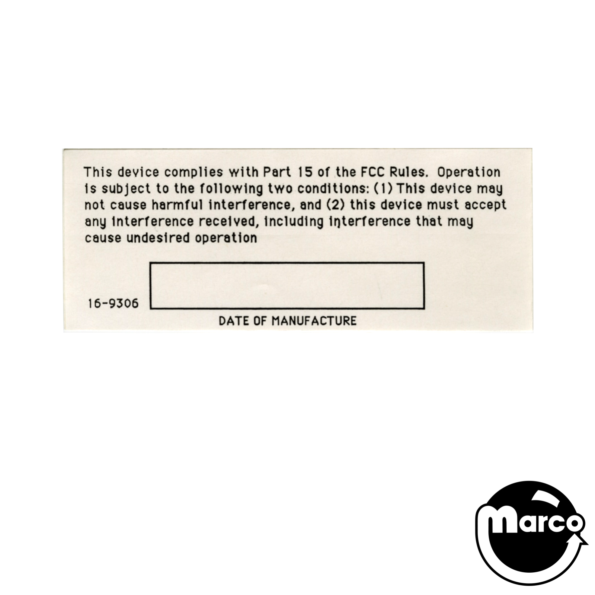 Label - FCC Warning - Domestic