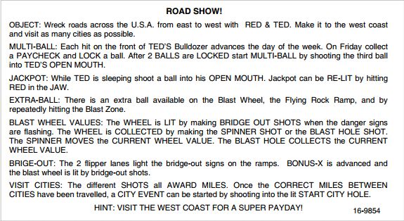 ROAD SHOW (Williams) Score Cards (2)