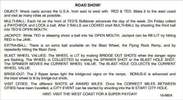 ROAD SHOW (Williams) Score Cards (2)
