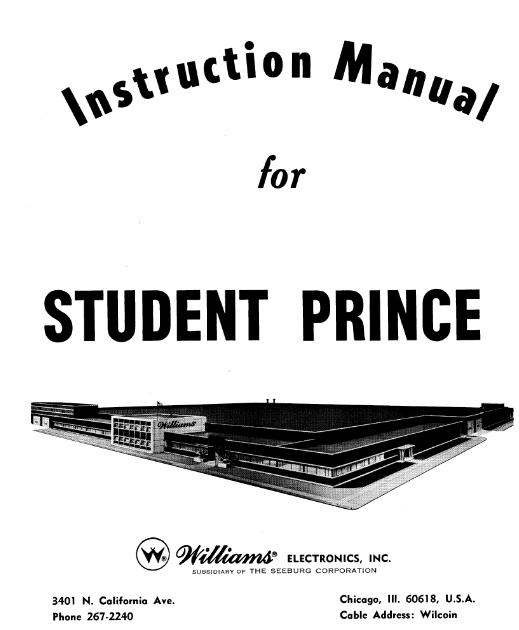 STUDENT PRINCE (Williams) Manual & Schematic