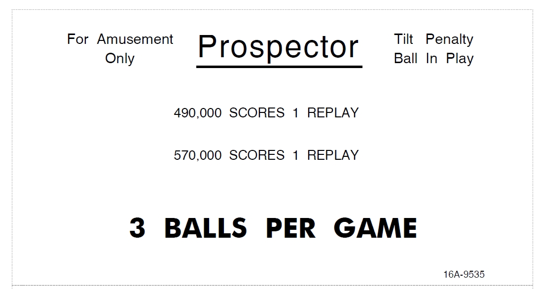 PROSPECTOR (Sonic) Score Cards