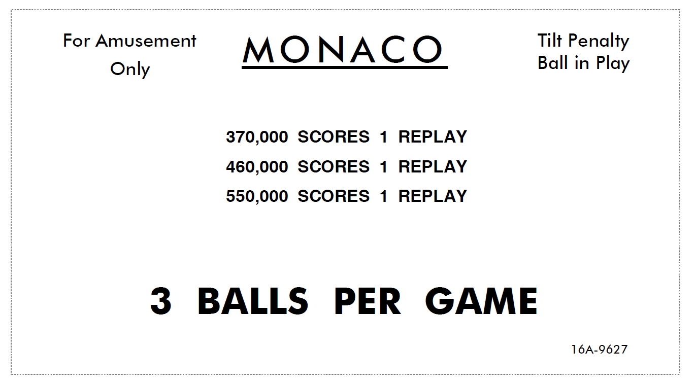 MONACO (Segasa) Score Cards