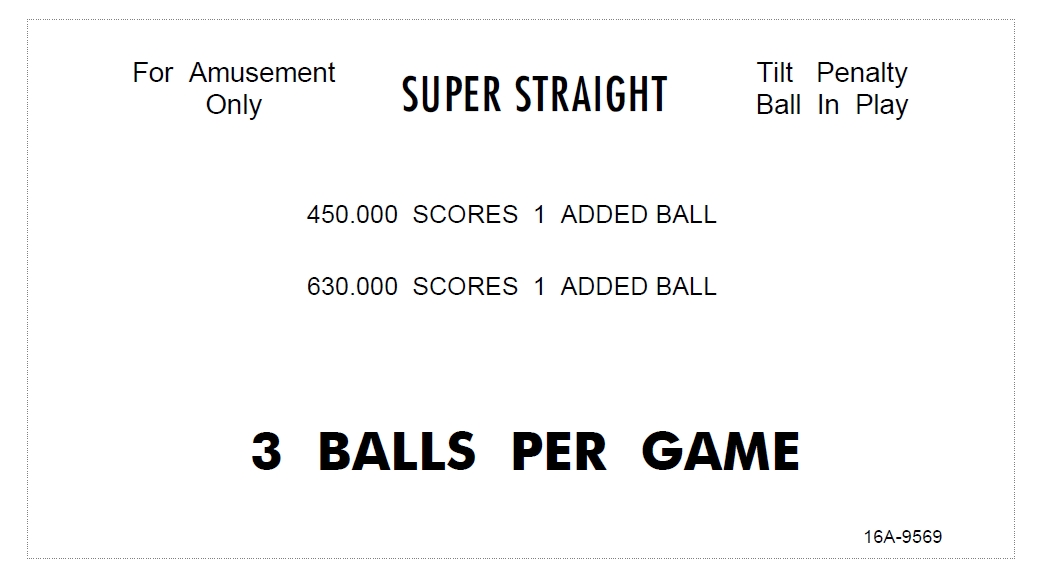 SUPER STRAIGHT (Sonic) Score Cards
