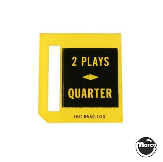 Price plate coin entry Williams 2 Plays/Quarter