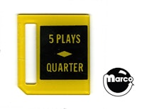 Price plate coin entry Williams Quarter/5 Plays
