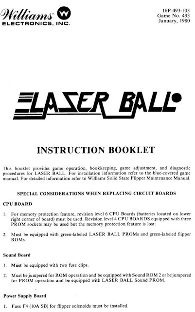 LASER BALL (Williams) Handbook