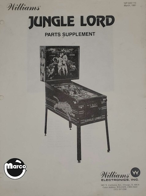 JUNGLE LORD (Williams) Parts Supplement