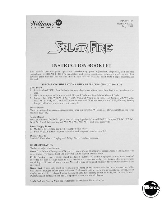 SOLAR FIRE (Williams) Handbook