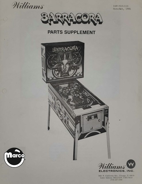 BARRACORA (Williams) Parts Supplement
