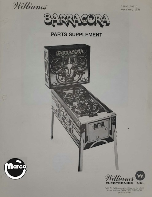 BARRACORA (Williams) Parts Supplement