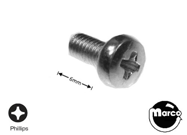 Machine Screw M3 x .5 x 6mm p-ph