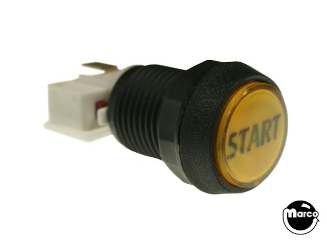 Pushbutton 1 inch round yellow 'Start'