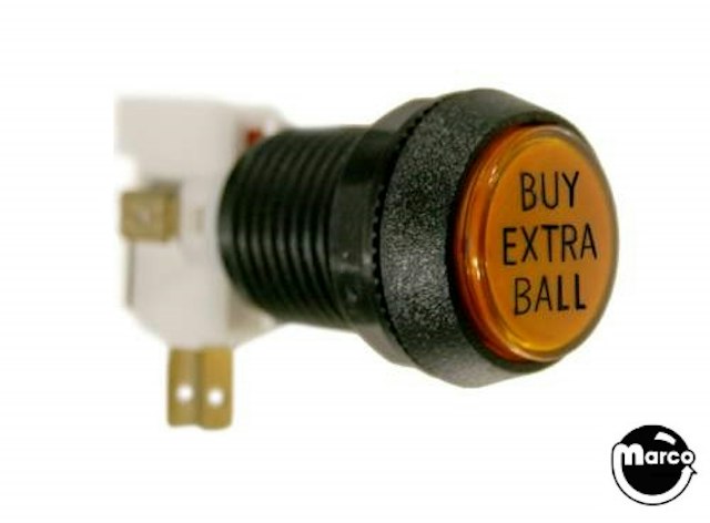 Pushbutton 1 inch round orange 'Buy Extra Ball'