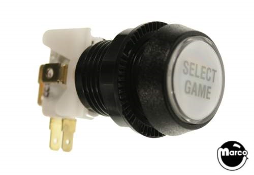 Pushbutton 1 inch round clear 'Select Game'