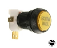 Pushbutton 1 inch round yellow 'Extra Ball'