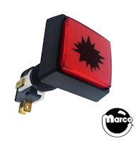Pushbutton 2 inch square red starburst