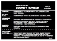 BOUNTY HUNTER (Gottlieb) Score Cards
