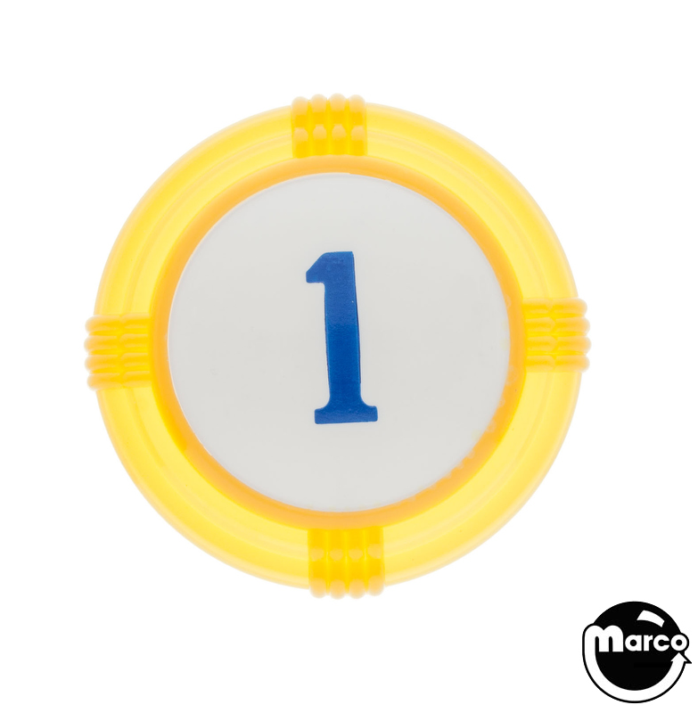 Pop bumper cap deco dome yellow '1' blue