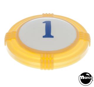 Pop bumper cap deco dome yellow '1' blue