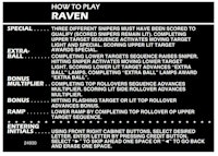 RAVEN (Gottlieb) Score cards (4)
