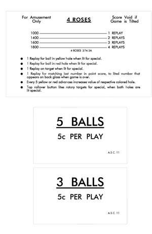 4 ROSES (Williams) Score cards (3)