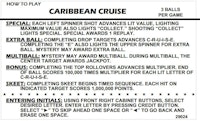 CARIBBEAN CRUISE (Gottlieb) Score Cards