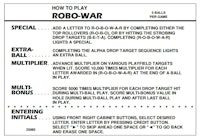 ROBO WAR (Gottlieb) Score Cards (4)